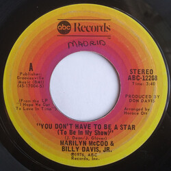 Marilyn McCoo & Billy Davis Jr. You Don't Have To Be A Star (To Be In My Show) USED VINYL 7INCH 45 RPM STYRENE STEREO