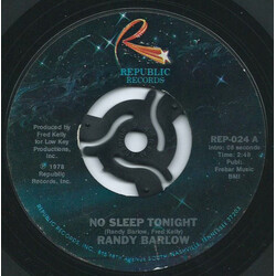 Randy Barlow No Sleep Tonight / Burning Bridges USED VINYL 7INCH 45 RPM STYRENE