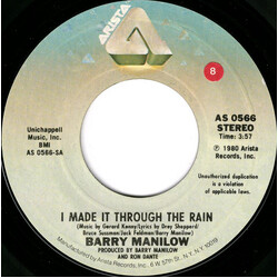 Barry Manilow I Made It Through The Rain USED VINYL 7INCH STYRENE