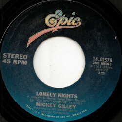 Mickey Gilley Lonely Nights USED VINYL 7INCH 45 RPM SINGLE STYRENE STEREO