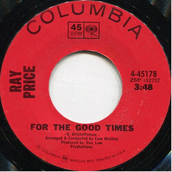 Ray Price For The Good Times / Grazin' In Greener Pastures USED VINYL 7INCH 45 RPM STYRENE