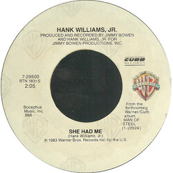 Hank Williams Jr. She Had Me USED VINYL 7INCH 45 RPM