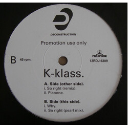 K-Klass So Right USED VINYL 12INCH 33 S RPM PROMO