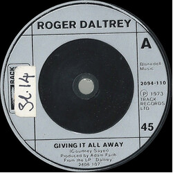 Roger Daltrey Giving It All Away USED VINYL 7INCH 45 RPM SINGLE
