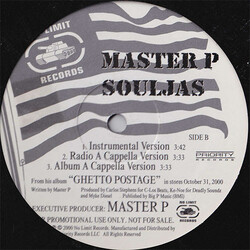 Master P Souljas USED VINYL 12INCH PROMO 33 S RPM