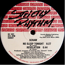 Scram (2) No Sleep Tonight / Revelation USED VINYL 12INCH 33 S RPM