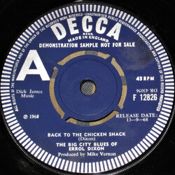 Errol Dixon Back To The Chicken Shack USED VINYL 7INCH 45 RPM PROMO