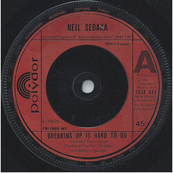 Neil Sedaka Breaking Up Is Hard To Do USED VINYL 7INCH 45 RPM SINGLE