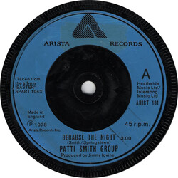 Patti Smith Group Because The Night USED VINYL 7INCH 45 RPM SINGLE
