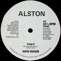 David Hudson (2) Pump It USED VINYL 12INCH 33 S RPM PROMO STEREO