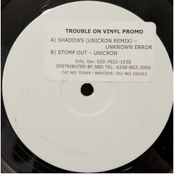 Unknown Error / Unicron (2) Shadows (Unicron Remix) / Stomp Out USED VINYL 12INCH PROMO
