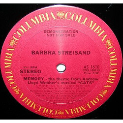 Barbra Streisand Memory (The Theme From Andrew Lloyd Webber's "Cats") USED VINYL 33 S RPM 12INCH PROMO