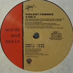 Violent Femmes 3 On 3 USED VINYL LP PROMO TRANSCRIPTION
