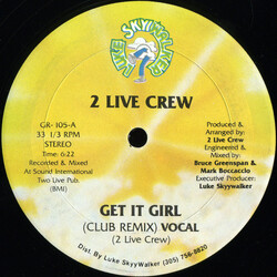 The 2 Live Crew Get It Girl / Cut It Up USED VINYL 12INCH 33 S RPM