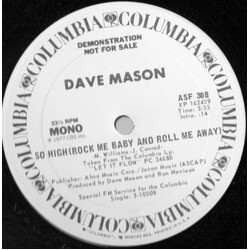 Dave Mason So High (Rock Me Baby And Roll Me Away) USED VINYL 12INCH 33 S RPM PROMO WHITE LABEL STEREO MONO