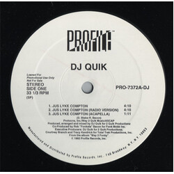 DJ Quik Jus Lyke Compton USED VINYL 12INCH PROMO 33 S RPM
