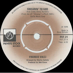 Frankie Valli Swearin' To God USED VINYL 7INCH 45 RPM SINGLE