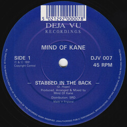Mind Of Kane Stabbed In The Back USED VINYL 12INCH 45 RPM