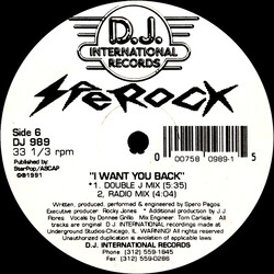 Sperock I Want You Back USED VINYL 12INCH 33 S RPM