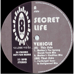 Secret Life Vehicle USED VINYL 12INCH 33 S RPM PROMO STEREO