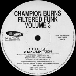 Champion Burns Filtered Funk Volume 3 USED VINYL 12INCH