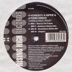 A Homeboy, A Hippie & A Funki Dredd Turbulence Remix USED VINYL 12INCH 33 S RPM