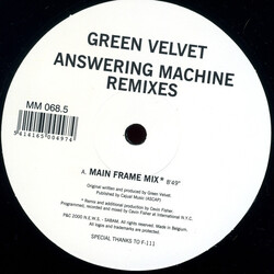 Green Velvet Answering Machine (Remixes) USED VINYL 12INCH 33 S RPM