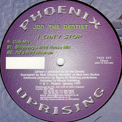 Jon The Dentist I Can't Stop USED VINYL 12INCH 33 S RPM