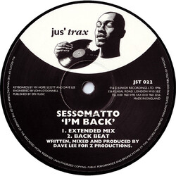 Sessomatto I'm Back USED VINYL 12INCH 33 S RPM