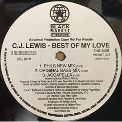 CJ Lewis Best Of My Love USED VINYL 12INCH 33 S RPM SINGLE PROMO