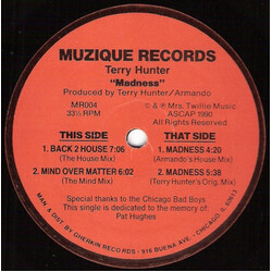 Terry Hunter Madness USED VINYL 12INCH 33 S RPM