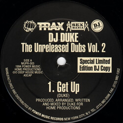 DJ Duke The Unreleased Dubs Vol. 2 USED VINYL 12INCH 33 S RPM LIMITED EDITION PROMO SPECIAL EDITION