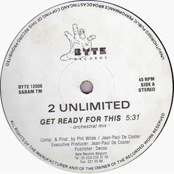 2 Unlimited Get Ready For This USED VINYL 12INCH 45 RPM