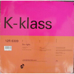 K-Klass So Right USED VINYL 12INCH 33 S RPM SINGLE