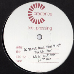 DJ Sneak / DJ Bear Who ? Fix My Sink USED VINYL 12INCH SINGLE TEST PRESSING