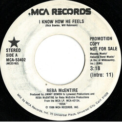 Reba McEntire I Know How He Feels USED VINYL 7INCH 45 RPM SINGLE PROMO STEREO