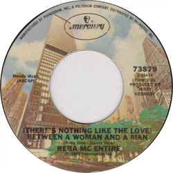 Reba McEntire (There's Nothing Like The Love) Between A Woman And A Man USED VINYL 7INCH 45 RPM SINGLE