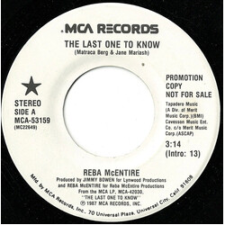 Reba McEntire The Last One To Know USED VINYL 7INCH 45 RPM SINGLE PROMO