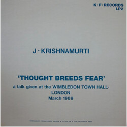 Jiddu Krishnamurti Thought Breeds Fear Vinyl LP USED