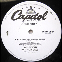 Red Rider Can't Turn Back USED VINYL 12INCH 33 S RPM SINGLE PROMO