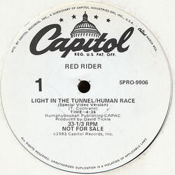 Red Rider Light In The Tunnel / Human Race (Special Video Version) USED VINYL 12INCH 33 S RPM PROMO