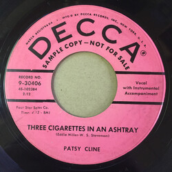 Patsy Cline Three Cigarettes In An Ashtray USED VINYL 7INCH 45 RPM SINGLE PROMO