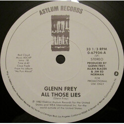 Glenn Frey All Those Lies / Don't Give Up USED VINYL 12INCH 33 S RPM PROMO