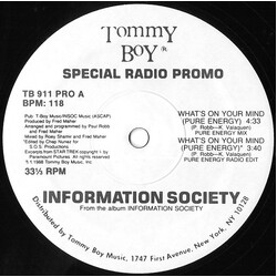 Information Society What's On Your Mind (Pure Energy) (Special Radio Promo) USED VINYL 12INCH 33 S RPM PROMO