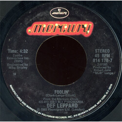 Def Leppard Foolin' USED VINYL 7INCH 45 RPM SINGLE STYRENE STEREO