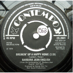 Barbara Jean English Breakin' Up A Happy Home USED VINYL 7INCH 45 RPM SINGLE