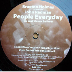 Braxton Holmes / John Redmond People Everyday (We Just Wanna Be Free) USED VINYL 12INCH 33 S RPM