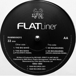 Flatliner The Big Bang / No Boundaries USED VINYL 12INCH 33 S RPM EP REMASTERED