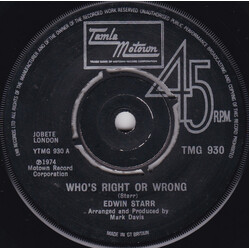 Edwin Starr Who's Right Or Wrong USED VINYL 7INCH SINGLE