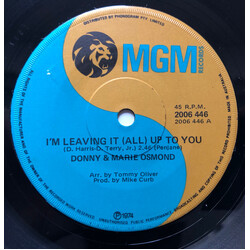 Donny & Marie Osmond I'm Leaving It (All) Up To You USED VINYL 7INCH 45 RPM SINGLE